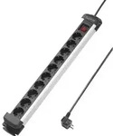 Sy-4538266 Steckdosenleiste Mit Schalter 10fach Schwarz, Silber Schutzkontakt 1...