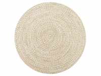 Bonnevie - Teppich,Fußmatte Handgefertigt Jute Weiß und Natur 120 cm vidaXL