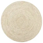 Teppich Handgefertigt Jute Wei&szlig; Und Natur 120 Cm Vidaxl Wei&szlig;