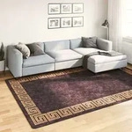 Teppich Waschbar Schwarz Und Golden 190x300 Cm Rutschfest Vidaxl