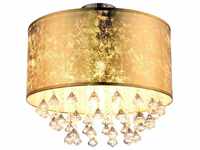 Globo - Deckenlampe Deckenleuchte Kronleuchter Kristalllampe Blattgold Textil