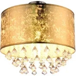 Deckenlampe Deckenleuchte Kronleuchter Kristalllampe Blattgold Textil