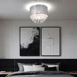 Globo - Deckenlampe Deckenleuchte Kronleuchter Kristalllampe Blattsilber Textil