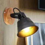Etc-shop - Wandleuchte Wandlampe Flurleuchte Metall Holz Schwarz Braun Spot