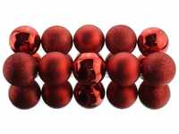 Bruchfeste Weihnachtskugeln Christmas Red rot ø 6 cm aus Kunststoff - 10er Set