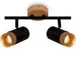 Spotleuchte,schwarz,mit Holz, Exkl. 2xgu10/max.9w