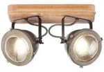 Brilliant - Lampe Carmen Wood Spotbalken 2flg Burned Steel/holz 2x Par51, Gu10, 5w,