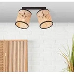 Lampe, Wiley Spotbalken 2flg Holz Hell/schwarz, 2x D45, E14, 60w, K&ouml;pfe Schwenkbar -