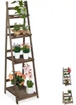 Relaxdays - Blumentreppe, 4-stufig, Blumenleiter Holz, Klappbar, Leiterregal