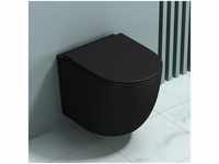 Hänge-Toilette A179 schwarz matt inkl. Soft-Close spülrandloses-Toilette...