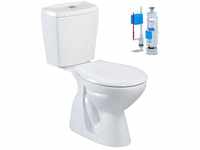 Belvit - Stand-WC mit Keramik-Spülkasten und Softclose WC-Sitz Senkrecht Boden...