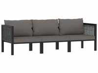 3-Sitzer-Sofa mit Auflage Anthrazit Poly Rattan vidaXL387984