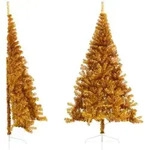 K&uuml;nstlicher Halb-weihnachtsbaum Mit St&auml;nder Gold 240 Cm Pet Vidaxl