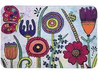 WENKO Badematte Rollin'Art Full Bloom, 45 x 70 cm, Mehrfarbig, Polyester mehrfarbig -