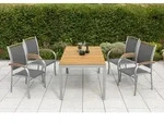 Siena Set 5tlg 4 Sessel Holzapplikation Tisch 150x90cm