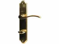 Langschildgarnitur L17/A60, Türbeschlag Messing poliert für Bad-WC-Türen, inkl.