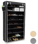 Relaxdays - Schuhschrank Valentin Hoch, Hxbxt:161x88x30cm, Stoffbezug, 10 Ablagen,