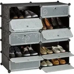 Relaxdays - Schuhschrank Mit 10 F&auml;chern, Schuhregal Gro&szlig;, Steckregal Kunststoff,