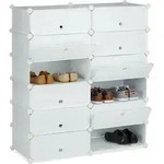 Schuhschrank Kunststoff, Schuhregal Geschlossen, Regalsystem 12 F&auml;cher, H X B X T: