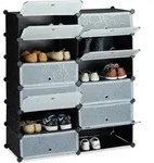 Schuhschrank Kunststoff, Schuhregal Geschlossen, Regalsystem 12 F&auml;cher, H X B X T: