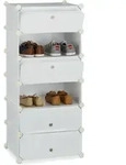 Relaxdays - Schuhschrank Kunststoff, Schuhregal Geschlossen, Regalsystem 6 F&auml;cher, H