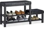 Relaxdays - Schuhbank Mit Hocker, Gem&uuml;tliche Sitzpolster, Schuhablage 2 Ebenen,