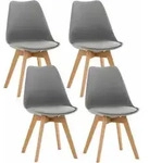 Clp - 4er Set Esszimmerstuhl Linares Grau Kunststoff