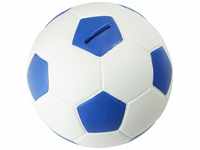 4790-05 Spardose Fußball Lederoptik 15 cm Durchmesser, blau weiß - HMF