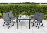 Taviano Set 5tlg 4 Sessel Tisch 150x90cm Alu/textil