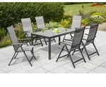 Trivero Set 7tlg 6 Sessel Tisch 150x90cm Alu/textil