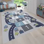 Paco Home - Kinder-teppich F&uuml;r Kinderzimmer, Spiel-teppich Mit H&uuml;pfk&auml;stchen...