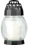 Bolsius - Grablaterne Diamond Glas Wei&szlig; 178/108 Mm Laterne Grablampe Grableuchte