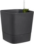 Elho&reg; Pflanzgef&auml;&szlig; Greensense Aqua Care Quadrat Holzkohlegrau 30 Cm - Kunststoff