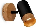 Spotlight, Black, With Wood, Excl. 1xgu10/max.9w