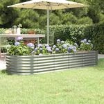 Vidaxl Hochbeet Pulverbeschichteter Stahl 224x80x36 Cm Silbern