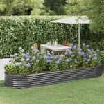 Hochbeet Pulverbeschichteter Stahl 322x100x36 Cm Anthrazit - Vidaxl