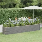 Hochbeet Pulverbeschichteter Stahl 368x80x68 Cm Grau - Vidaxl