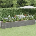 Hochbeet Pulverbeschichteter Stahl 440x80x68 Cm Grau - Vidaxl