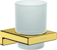 Hansgrohe - Addstoris - Zahnputzbecher Mit Halter, Glas Matt/polierte Goldoptik