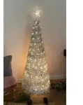 Spiral Weihnachtsbaum 150 Cm Mit 120 Led Und Stern Spitze - Silber - K&uuml;nstlicher