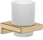 Addstoris - Zahnputzbecher Mit Halter Mit Halter, Glas Matt/bronze Geb&uuml;rstet