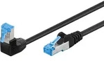 Cat 6a Patchkabel 1x 90&deg; Gewinkelt, S/ftp (pimf), Schwarz, 0,5 M, Kupferleiter (cu),