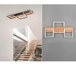 Trio Lighting - Flache Led Deckenleuchte Harper Dimmbar Holzbrett Naturbelassen,