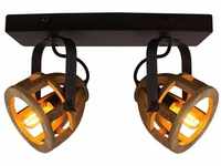 Lampe Matrix Wood Spotbalken 2flg. schwarz/natur 2x D45, E14, 40W, geeignet für