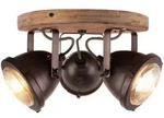 Carmen Wood Spotrondell 3flg Burned Steel/holz Innenleuchten,strahler,-rondell 3x