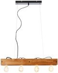 Lampe, Calandra Pendelleuchte 4flg Schwarz/holzfarbend, 4x A60, E27, 42w, Holz Aus