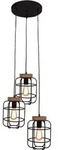 Lampe, Gwen Pendelleuchte 3flg Rondell Antik Holz/schwarz Korund, Metall/holz, 3x