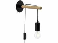 Lampe Jarbo Wandleuchte Zuleitung schwarz/holzfarbend 1x A60, E27, 60W, geeignet für
