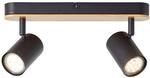 Brilliant Niels Spotbalken 2flg Schwarz Matt/natur, Metall/bambus, 2x Led, Gu10, 10 W