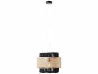 Lampe, Arles Pendelleuchte 35cm schwarzmatt/rattan, 1x A60, E27, 40W, Kabel kürzbar